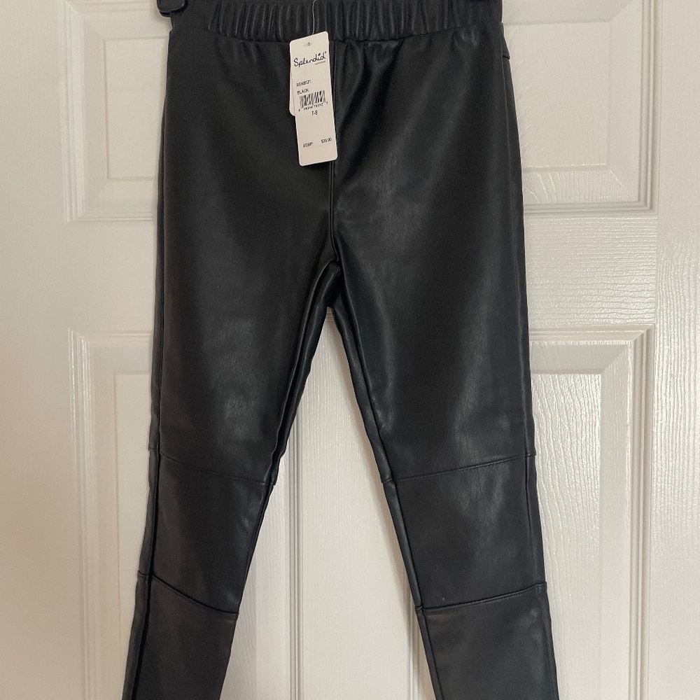 Splendid Black Pleather Leggings Size 7/8